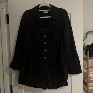 Show Me Your Mumu Black Denim Long Sleeve Romper